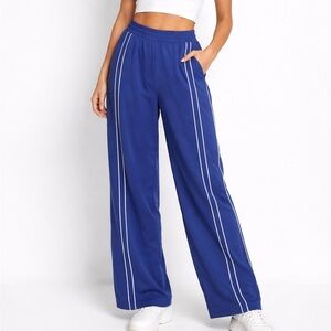 Abercrombie And Fitch Womens Blue Pull On Side Stripe Track Pants, Size Small